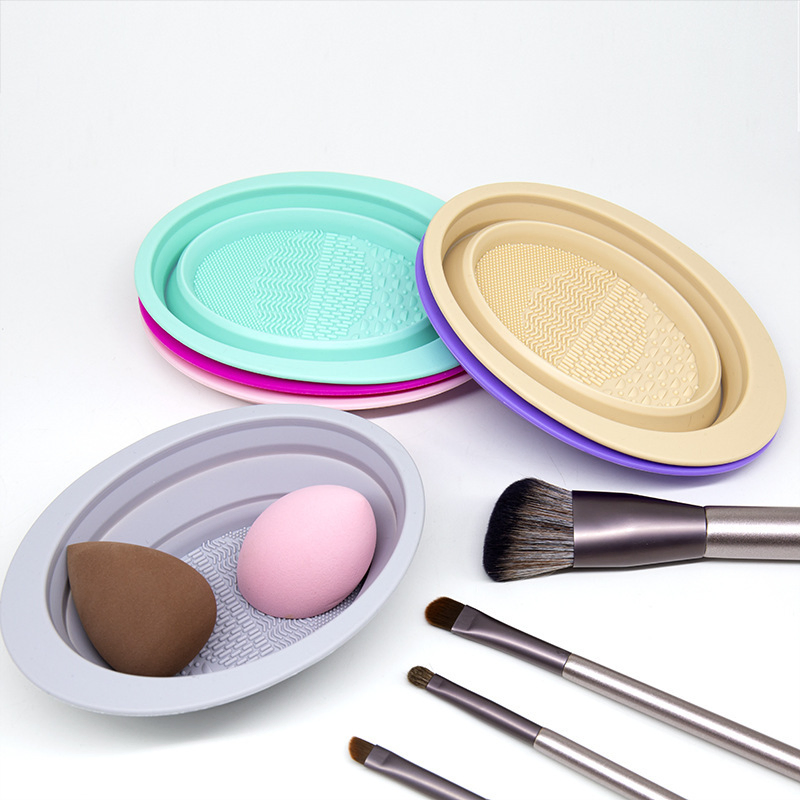 Bowl de Limpeza de Pincéis de Maquiagem de Silicone Reutilizável e Dobrável para Utensílios Domésticos