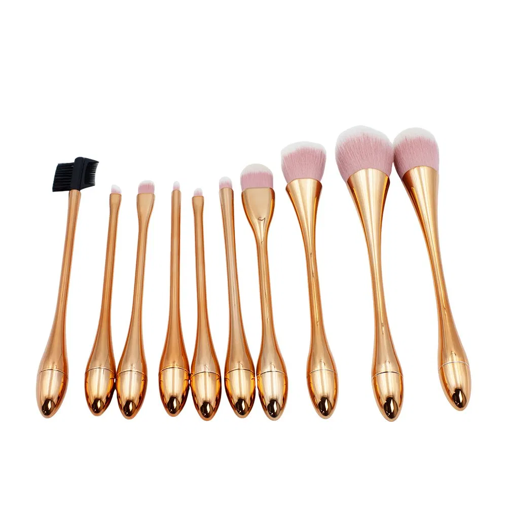 10-Piece Conjunto Completo de Pincéis de Maquiagem Ferramentas de Beleza para Iniciantes: Pincel para Pó Solto, Pincel para Sombra