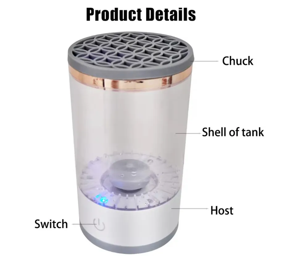 Máquina de Limpeza e Secagem de Pincéis de Maquiagem Elétrica Automática Rotativa USB Mini Portátil