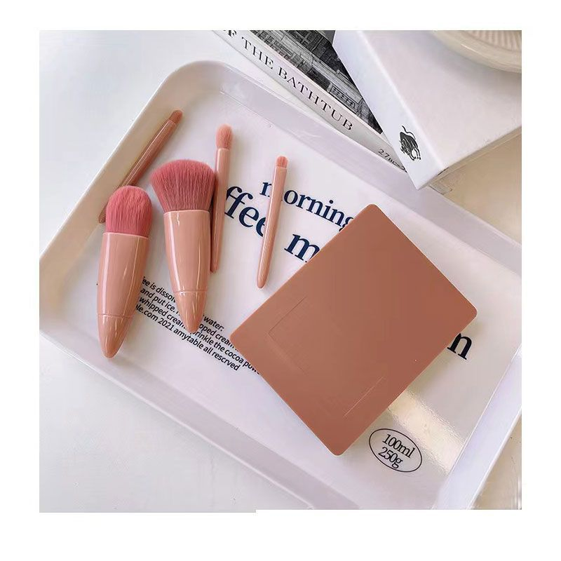 Conjunto Completo de Viagem Portátil com Espelho Pó de Sombra para Olhos Blush Ferramentas de Maquiagem Corretivo 5 Pincéis de Maquiagem
