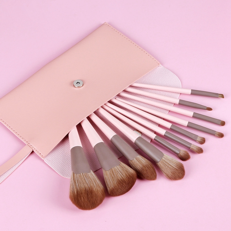 Conjunto de Pincéis de Maquiagem Personalizados Criativos Rosa 11PCS Conjunto de Pincéis de Maquiagem e Bolsa de Alta Qualidade com Logo Personalizado Coreano