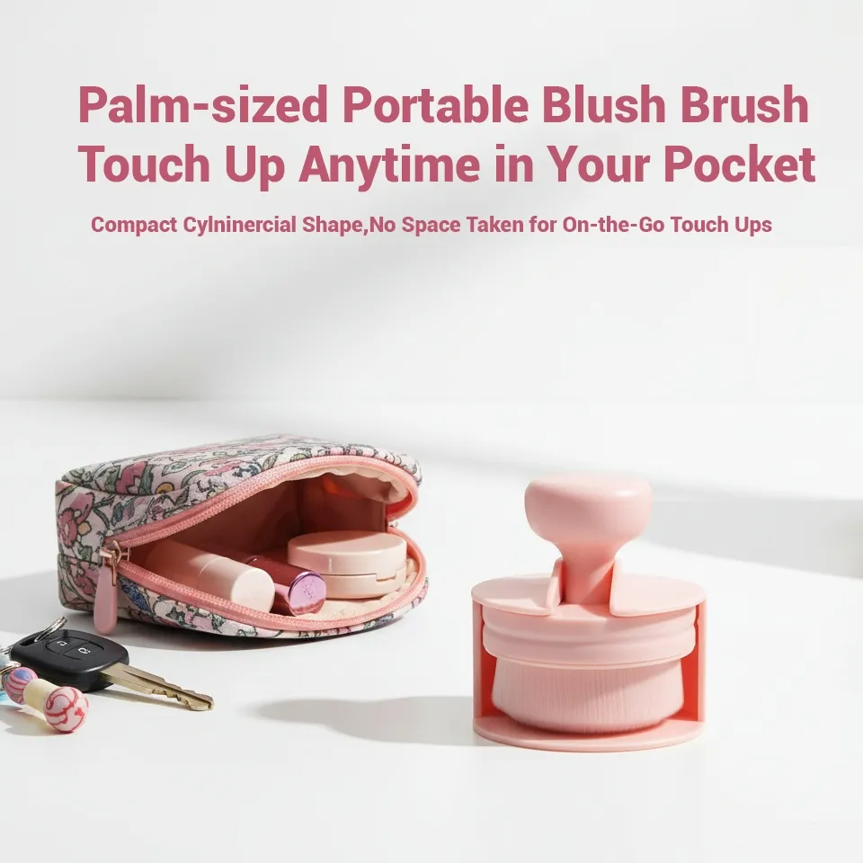 Pincel de Fundação Rosa com Estojo Pincel de Maquiagem