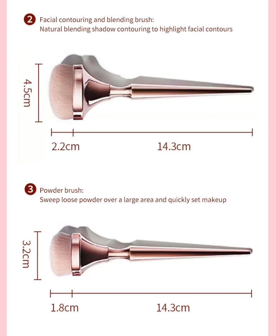 9PCS Conjunto de Pincéis Grandes para Maquiagem Pincel de Sombra de Olhos Pincel de Sobrancelha Corretivo Cosméticos Ferramentas de Beleza Maquiagem