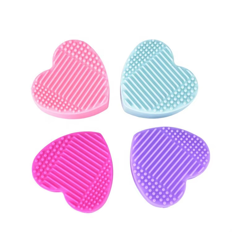 2024 Novo Limpador de Pincéis de Maquiagem em Forma de Coração Portátil 3 em 1 Ferramentas de Maquiagem de Silicone para Limpeza de Maquiagem em Casa e Viagem