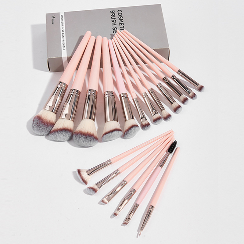 Conjunto de Pincéis de Maquiagem Acrílico Rosa Beautichen 18PCS - Viagem e OEM Personalizado (Resina ABS)