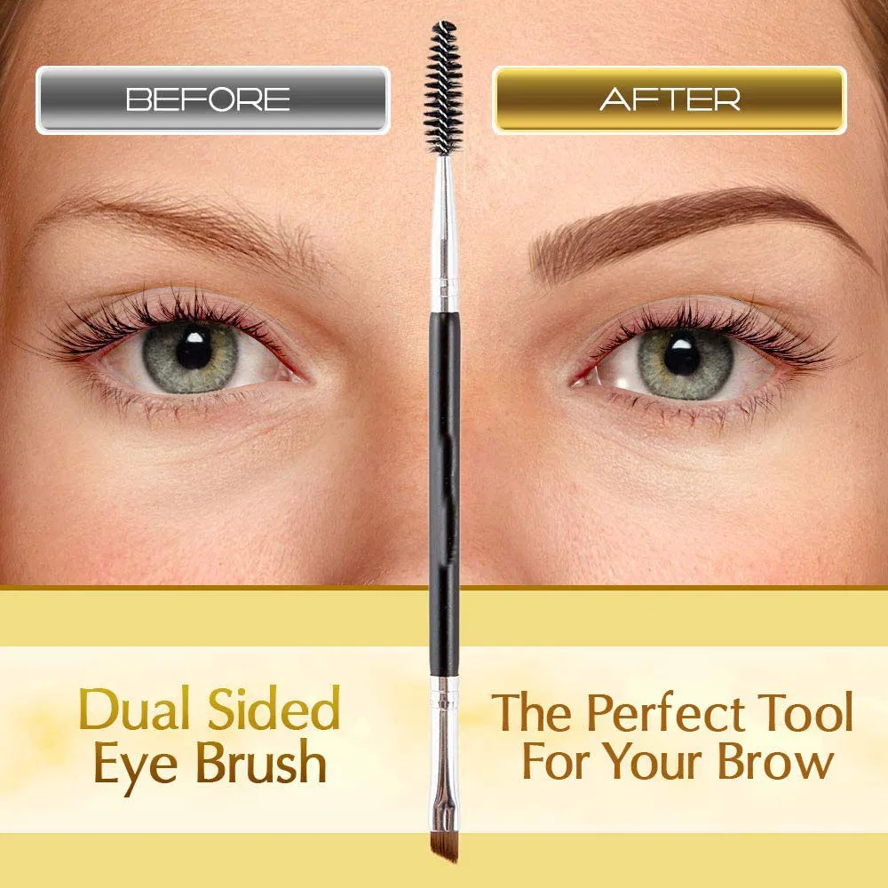 Escova de Maquiagem Premium Angulada de Duplo Uso para Sobrancelhas Novidade em Beleza Cuidados Cosméticos