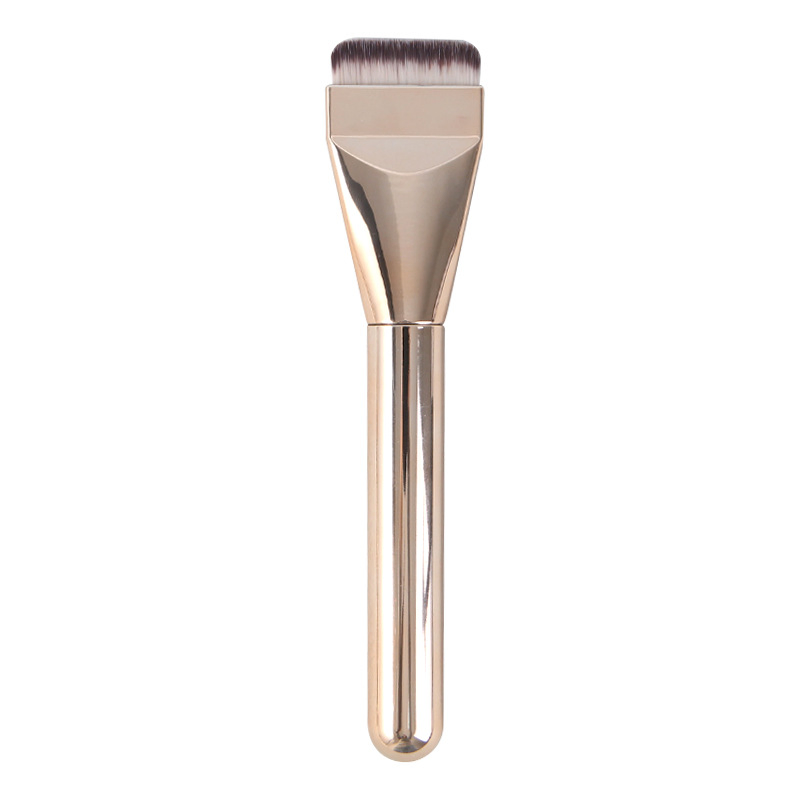 Conjunto de Pincéis de Maquiagem Flat Top Beautichen 4PCS - Cabos Dourados e Prateados - Perfeito para Base, Pó, Blush e Contorno