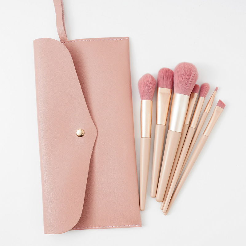 Pincel de Maquiagem Kabuki Rosa Dourado de Luxo para Acabamento Perfeito