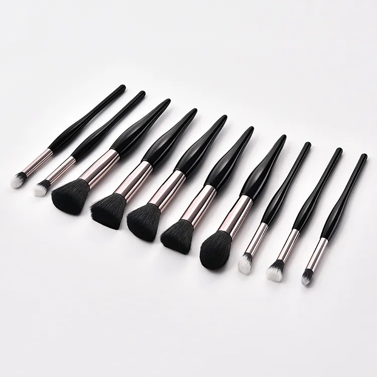Conjunto de Pincéis de Maquiagem Premium Sintético para Base, Pó, Corretivos, Sombras para Olhos 10 PCS