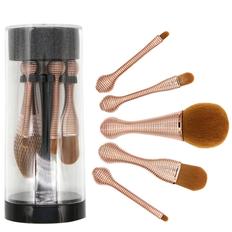 Conjunto de Pincéis de Maquiagem Sintéticos Mini Portátil Slim de Alta Qualidade com Organizador Cosmético Ferramenta de Beleza 5PCS