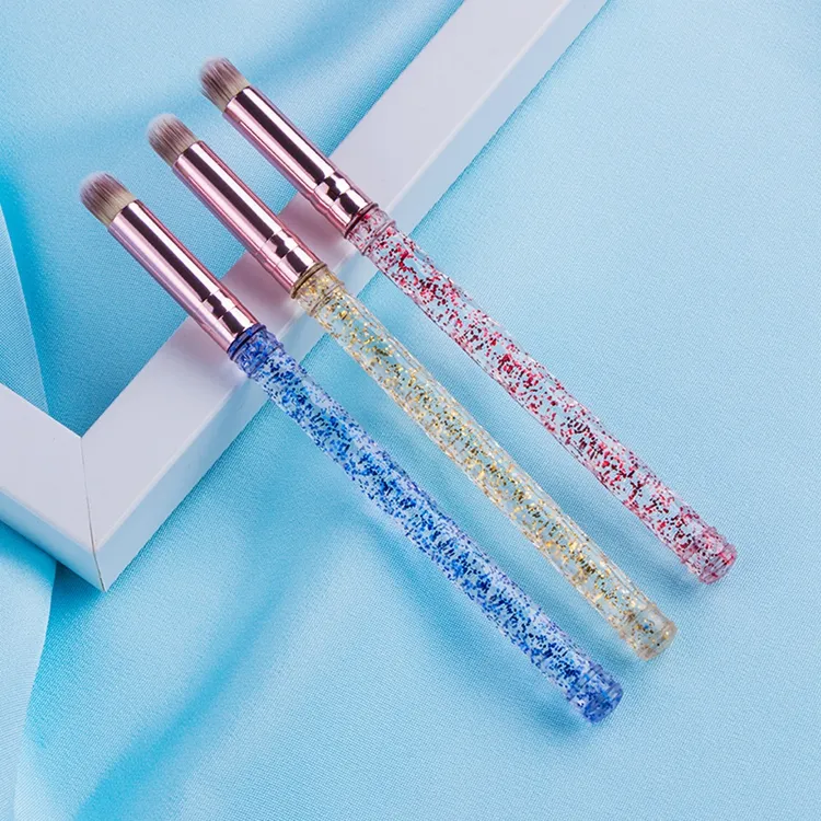 Pincel de Maquiagem de Beleza para Sombra de Nariz com Extensão de Cristal de Diamante de Alta Qualidade com Topo Plano Único de Marca Própria