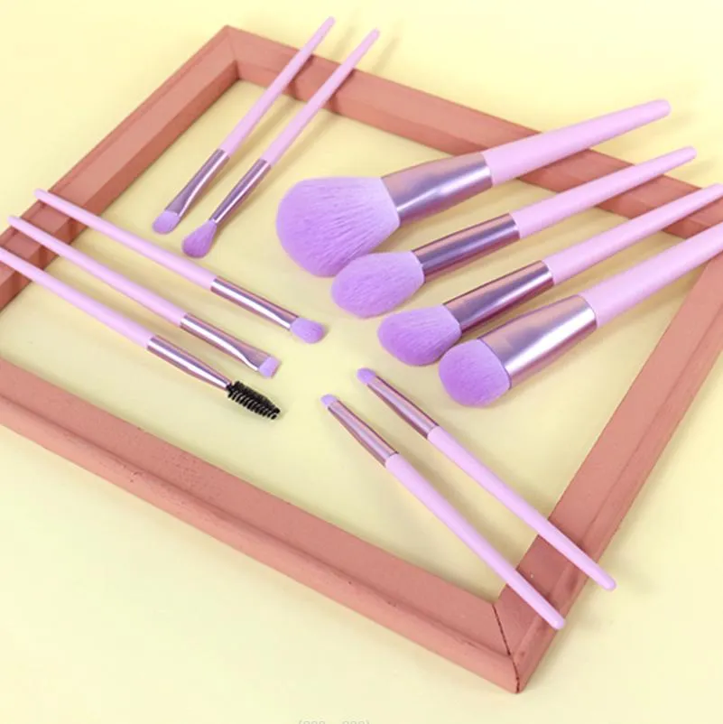 Venda Quente 11 PCS Conjunto de Pincéis de Maquiagem Roxo Profissional para Base em Creme e Pó