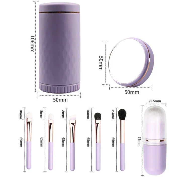 Conjunto de Pincéis de Maquiagem Mini Cosmético Portátil Profissional