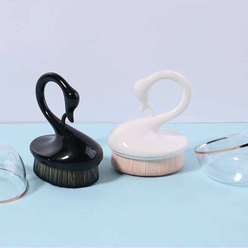 Pincel de Pó Cosmético de Topo Plano Kabuki de Luxo para Maquiagem de Fundação de Design de Moda Cygne Único para 55#