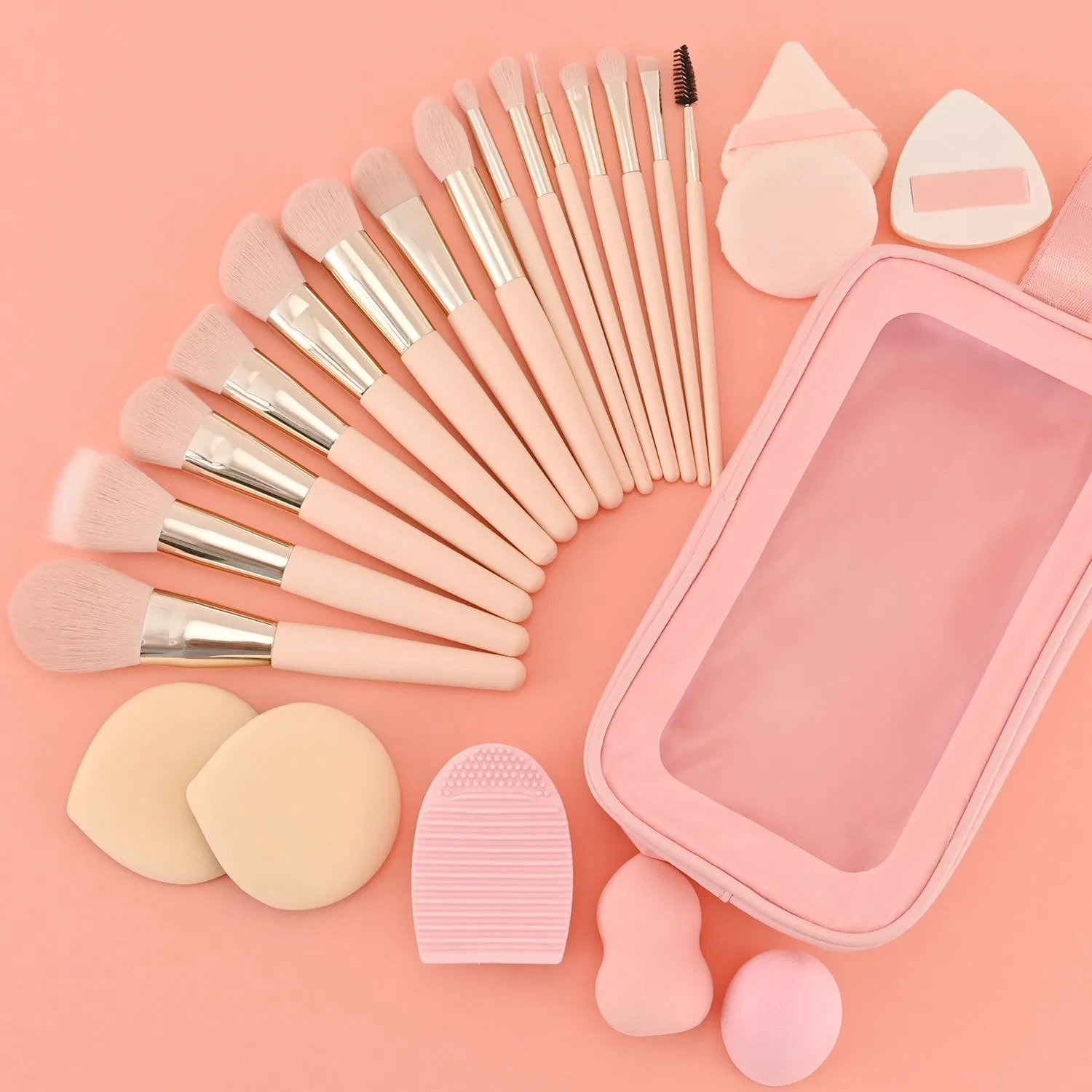 Conjunto de Pincéis de Maquiagem Personalizados com Bolsa de Viagem e Saco de Armazenamento