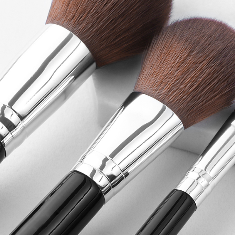 14PCS Conjuntos de Pincéis de Maquiagem Preto Profissional Kabuki Sintético Premium