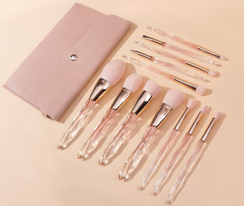 12PCS Conjunto de Pincéis de Maquiagem Pó Blush Pincel de Sombra Pincel de Corretivo Pincel de Maquiagem