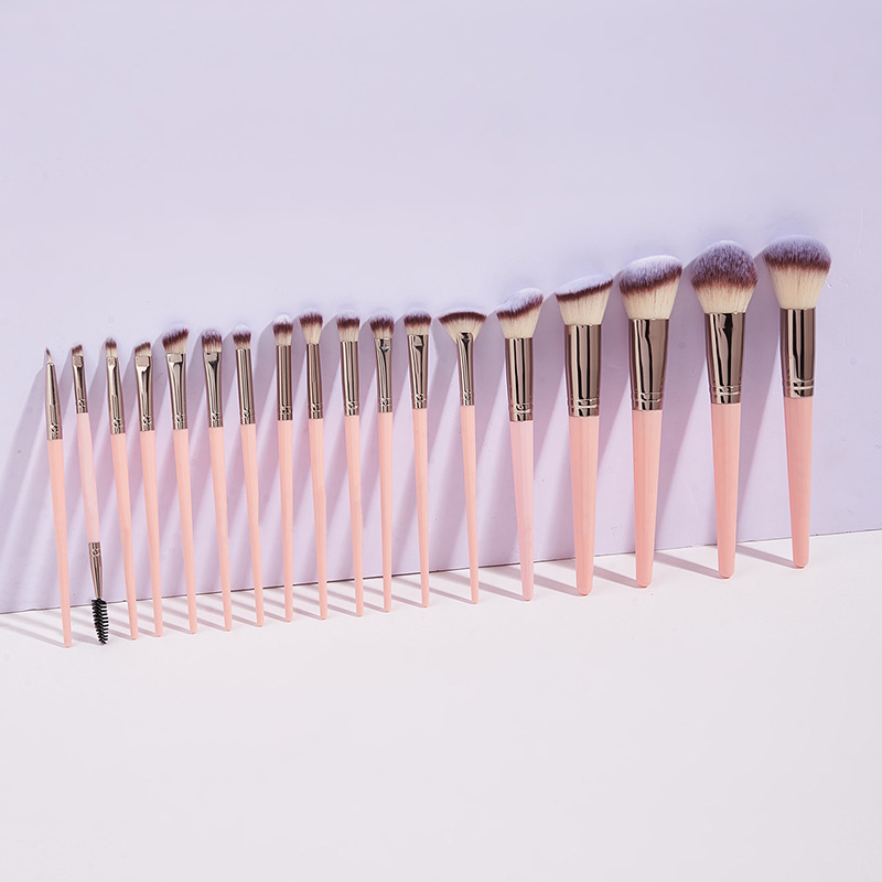 Conjunto de Pincéis de Maquiagem Acrílico Rosa Beautichen 18PCS - Viagem e OEM Personalizado (Resina ABS)