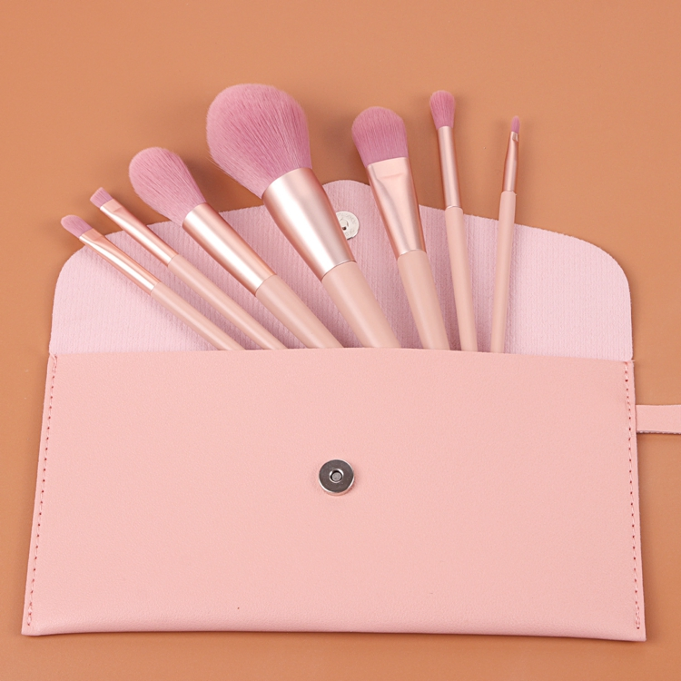 Conjunto de Bolsa de Pincéis de Maquiagem Luxuosa em Madeira Vegana Rosa Personalizada com Logo e Etiqueta Privada OEM ODM Baixo MOQ Vendas por Atacado 7 12 PCS