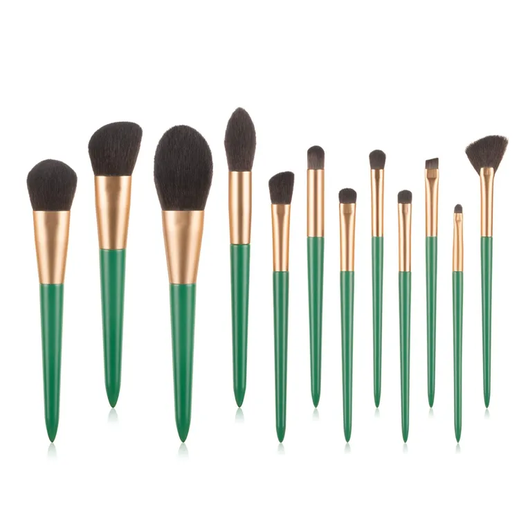 Pincel de Maquiagem Profissional Verde 12PCS