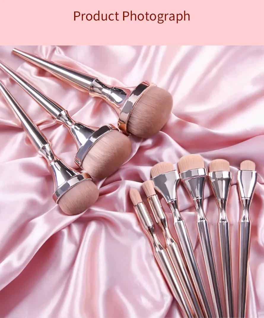 9PCS Conjunto de Pincéis Grandes para Maquiagem Pincel de Sombra de Olhos Pincel de Sobrancelha Corretivo Cosméticos Ferramentas de Beleza Maquiagem