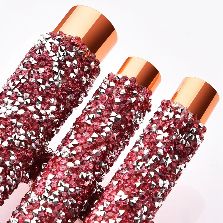 10PCS Conjunto de Pincéis Profissionais Personalizado com Cabo de Cristal Pincéis de Maquiagem para Rosto, Base e Olhos com Cerdas Pretas