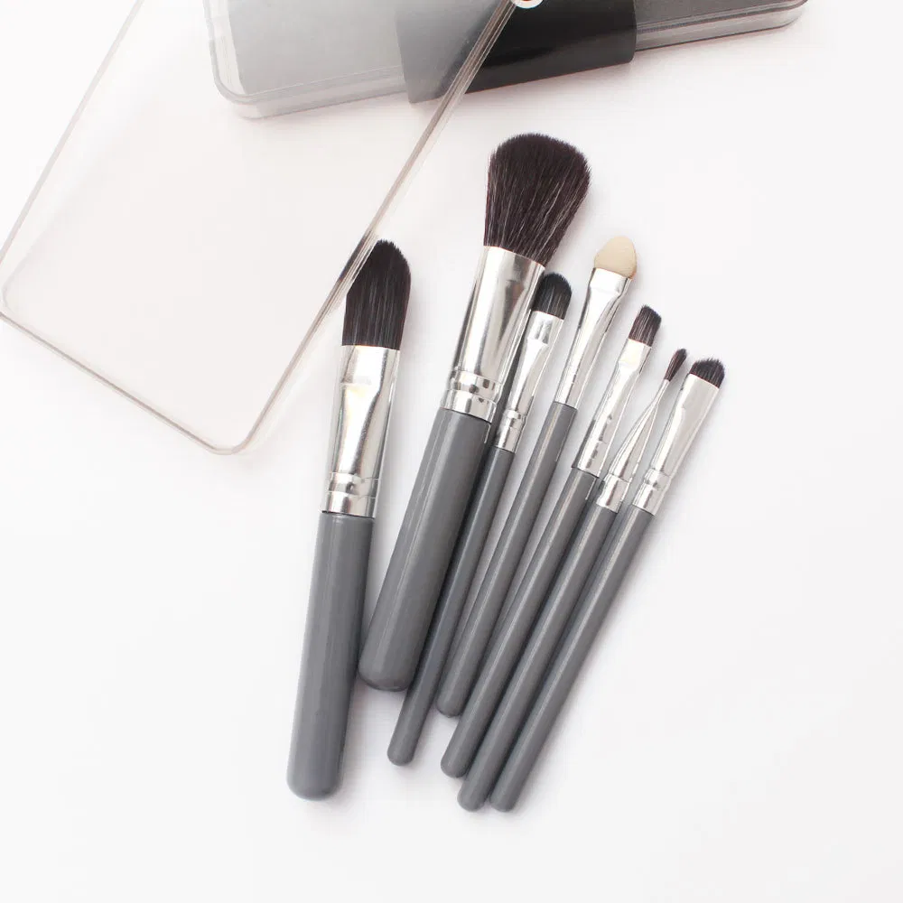 Conjunto de Pincéis de Marcador Cinza Beautichen 7PCS - Conjunto de Maquiagem Mini Portátil com Estojo Compacto, Fornecimento Direto de Fábrica Através da Fronteira