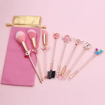 Conjunto de Pincéis de Maquiagem de Natal 6 PCS Design Festivo Dourado Livre de Crueldade Sintético Multifuncional para o Rosto e Olhos Caixa de Presente