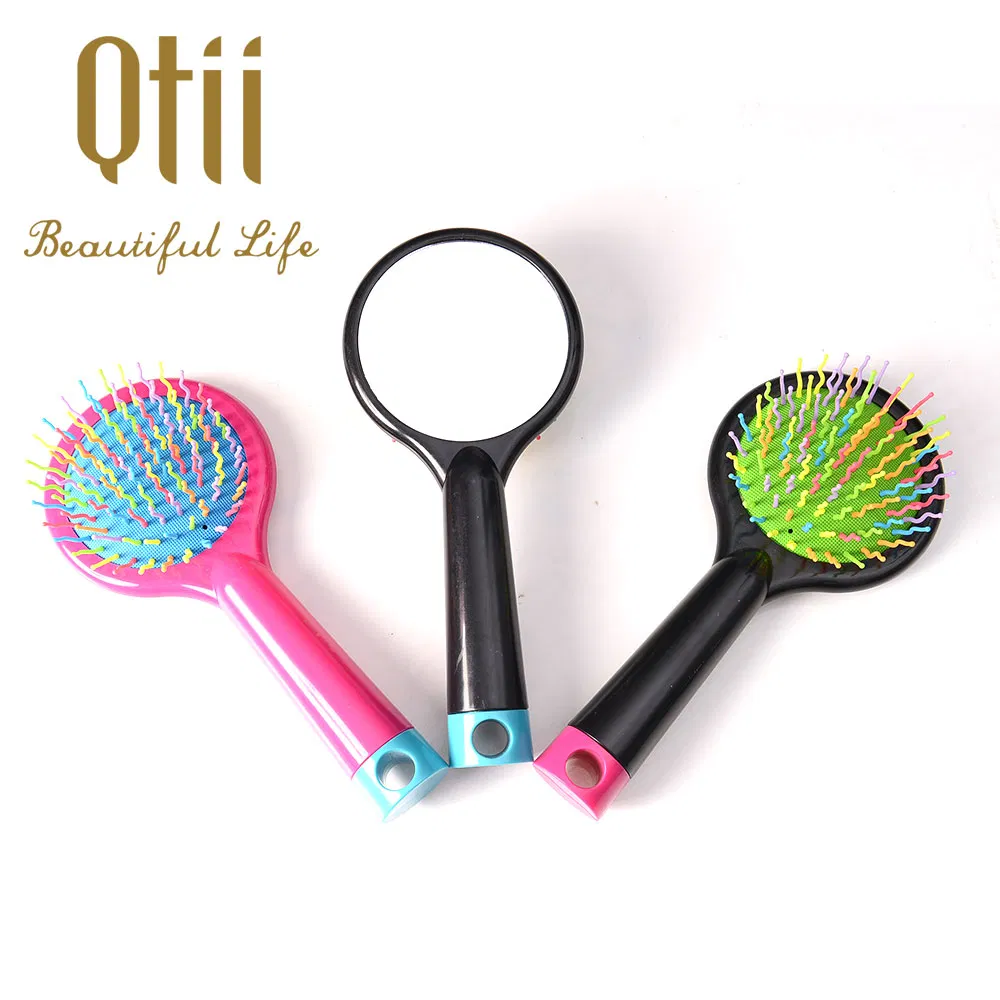 Escova de Cabelo Mágica com Espelho Detangler Arco-Íris para Crianças e Mulheres de Todos os Tipos de Cabelo