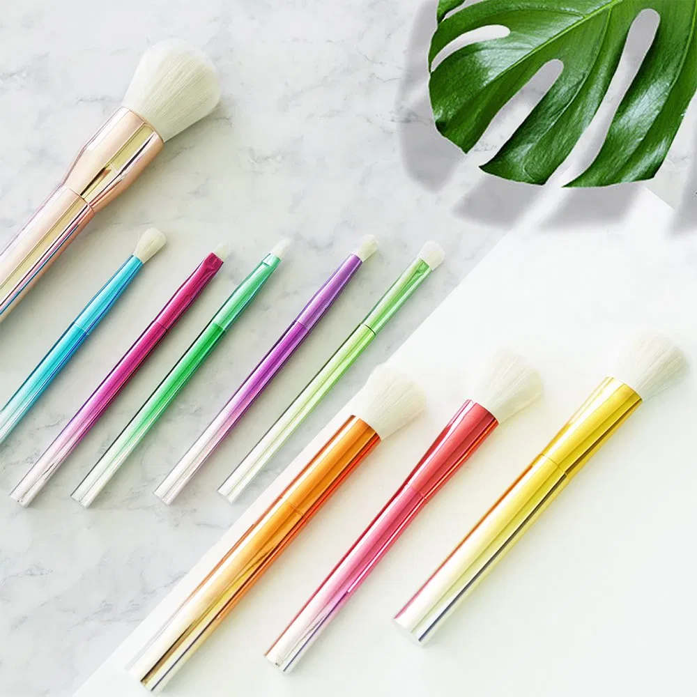Ferramenta de Arte de Unhas com Gradiente de Arco-Íris por Atacado 9PCS Conjunto de Pincéis de Maquiagem Cosmética Profissional