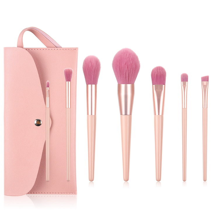 Conjunto de Bolsa de Pincéis de Maquiagem Luxuosa em Madeira Vegana Rosa Personalizada com Logo e Etiqueta Privada OEM ODM Baixo MOQ Vendas por Atacado 7 12 PCS