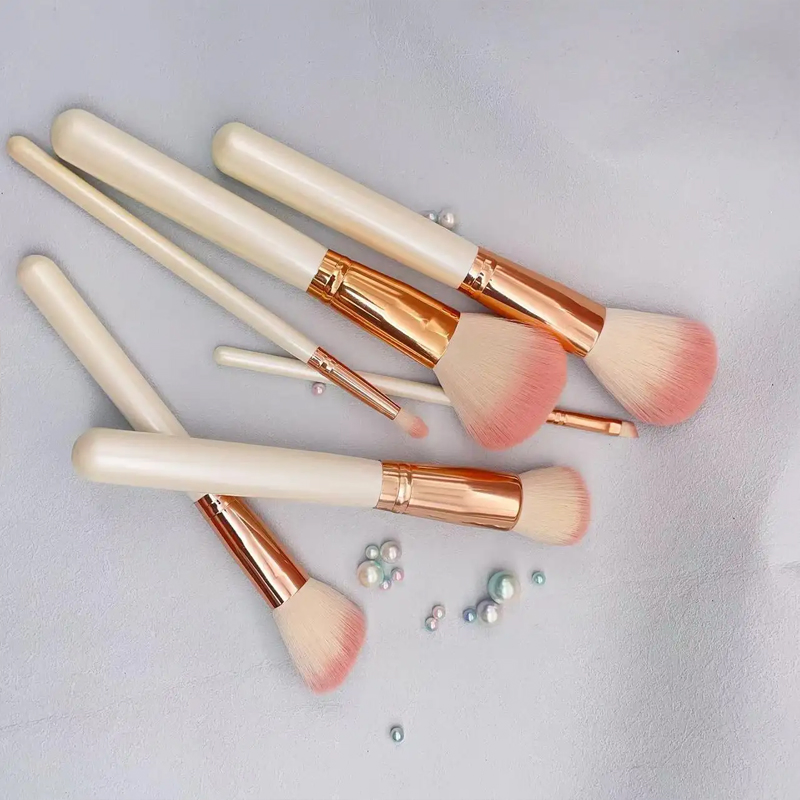6 Conjunto de Pincéis de Maquiagem com Cerdas Macias da PCS para Pó Solto, Iluminador, Blush, Sobrancelha, Lábios e Sombra para Olhos
