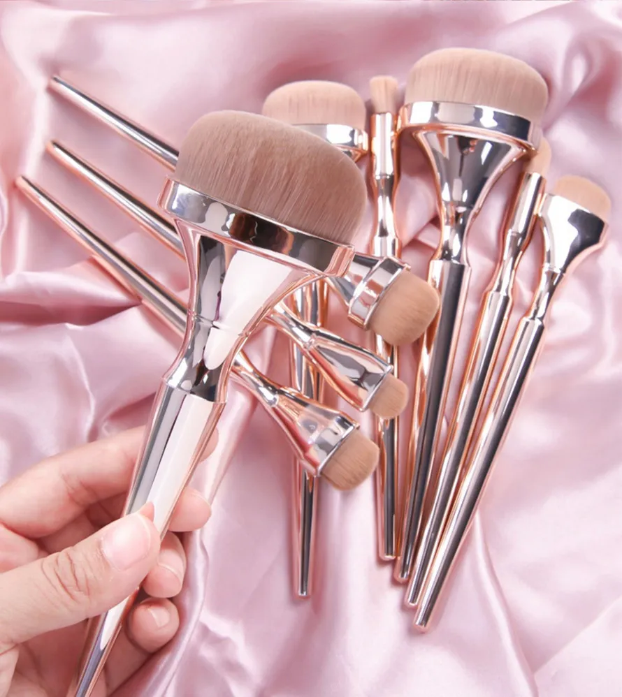 9PCS Conjunto de Pincéis Grandes para Maquiagem Pincel de Sombra de Olhos Pincel de Sobrancelha Corretivo Cosméticos Ferramentas de Beleza Maquiagem