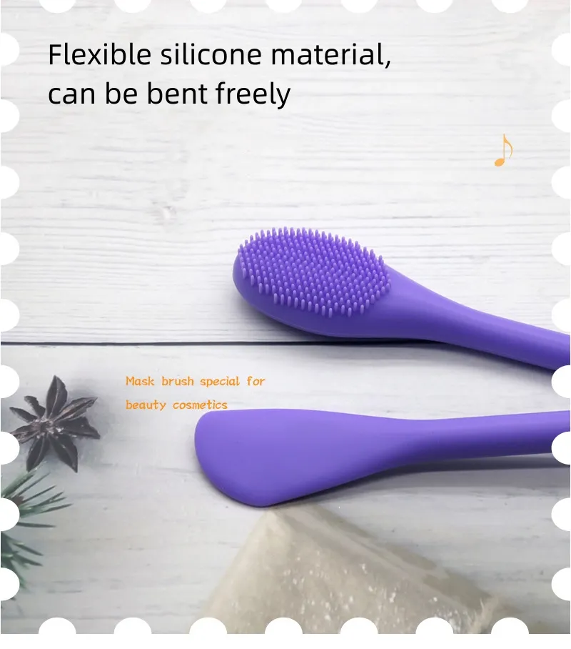 Aplicador de Máscara Facial de Silicone com Dupla Face e Escova de Limpeza para Maquiagem