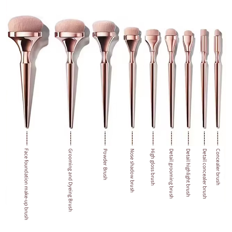 9PCS Conjunto de Pincéis Grandes para Maquiagem Pincel de Sombra de Olhos Pincel de Sobrancelha Corretivo Cosméticos Ferramentas de Beleza Maquiagem
