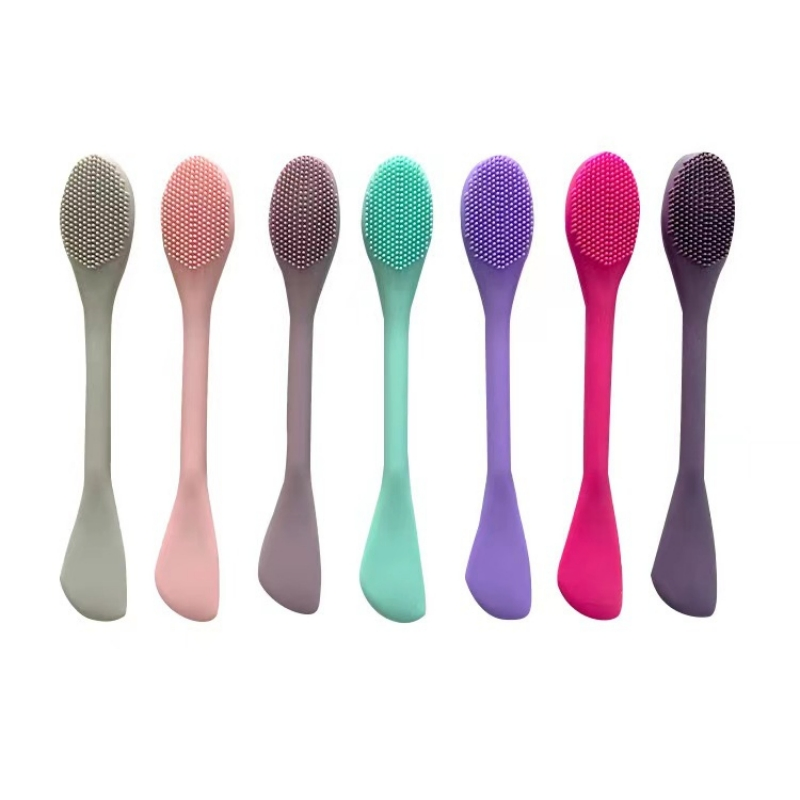 Aplicador de Máscara Facial de Silicone com Dupla Face e Escova de Limpeza para Maquiagem
