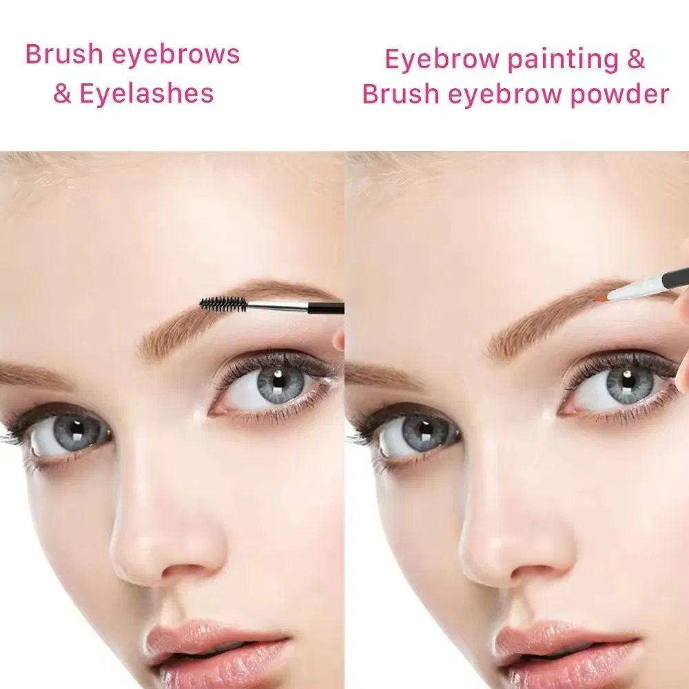Escova de Sobrancelha de Duas Pontas, Curvador de Cílios, Escova Espiral, Escova de Sobrancelha Angulada Única, Ferramenta de Maquiagem para Olhos
