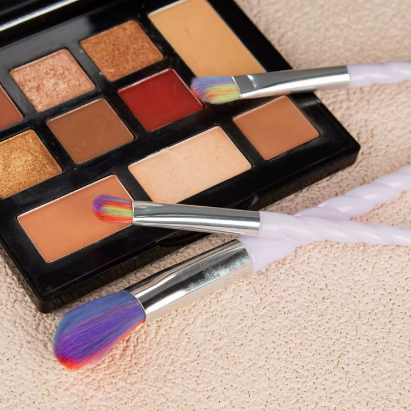 Pó de Fundação Profissional Creme Blush Roxo Claro Pincel de Maquiagem com Cabo Espiral