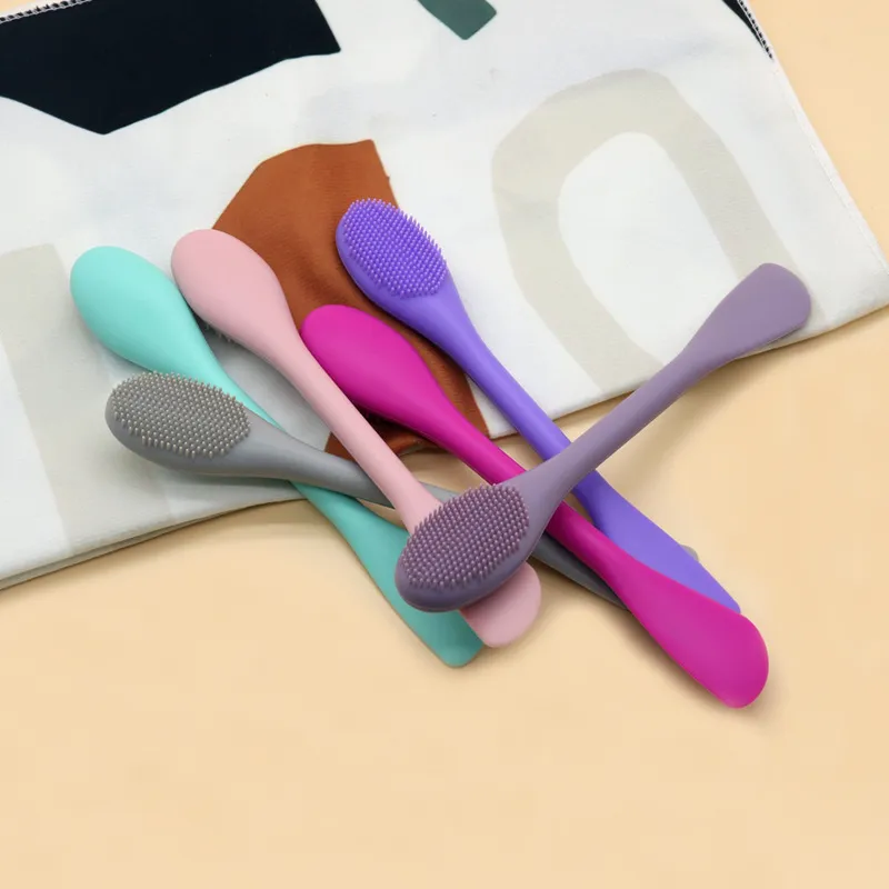 Aplicador de Máscara Facial de Silicone com Dupla Face e Escova de Limpeza para Maquiagem