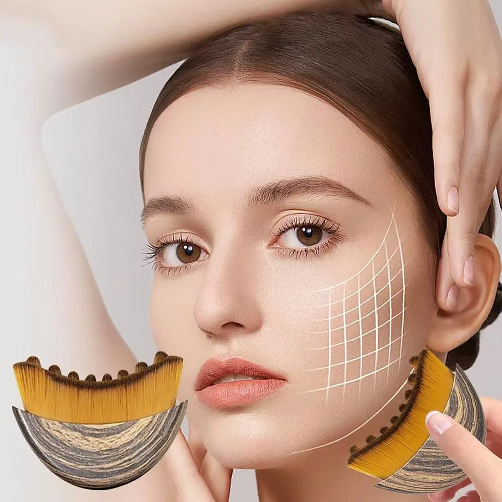 Escova de Contorno Linfático para o Rosto, uma escova para contorno facial e massagem linfática