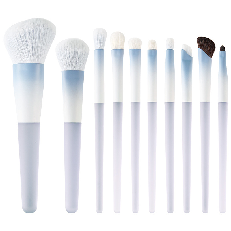 Conjunto de Pincéis de Maquiagem Profissional Beautichen 10-Piece - Cerdas Sintéticas Macias com Cabo de Resina, Estojo de Viagem Azul para Base, Corretivo, Mistura, Contorno