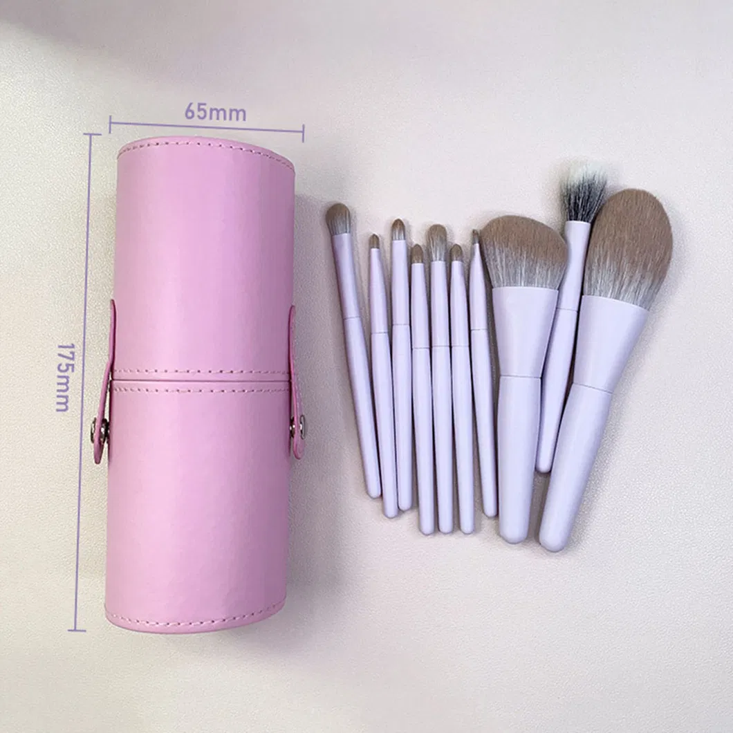 Conjunto de Pincéis de Maquiagem Mini Tamanho Viagem com Cabo Roxo em Madeira, Muito Vendido