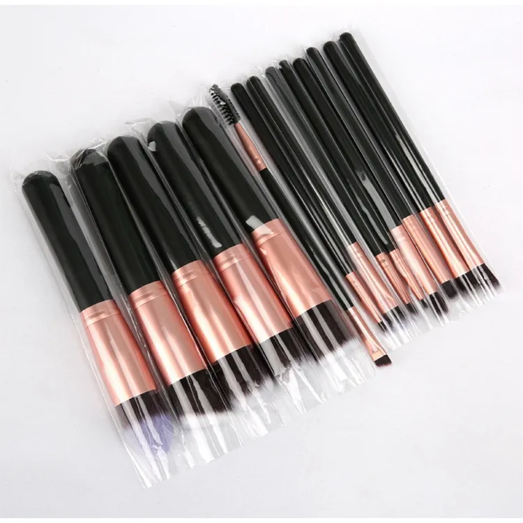 Venda Quente da Amazon 14 Pincéis de Maquiagem Naturais Veganos Foscos em Ouro Rosa Conjunto de Pincéis de Beleza para Base