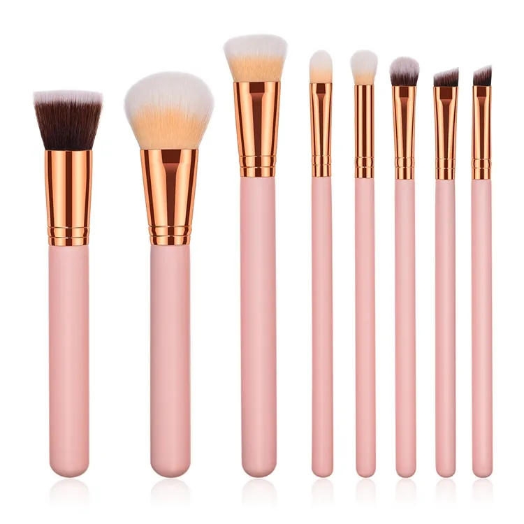 Conjunto de Pincéis de Maquiagem em Fibra de Nylon Personalizado Rosa para Meninas