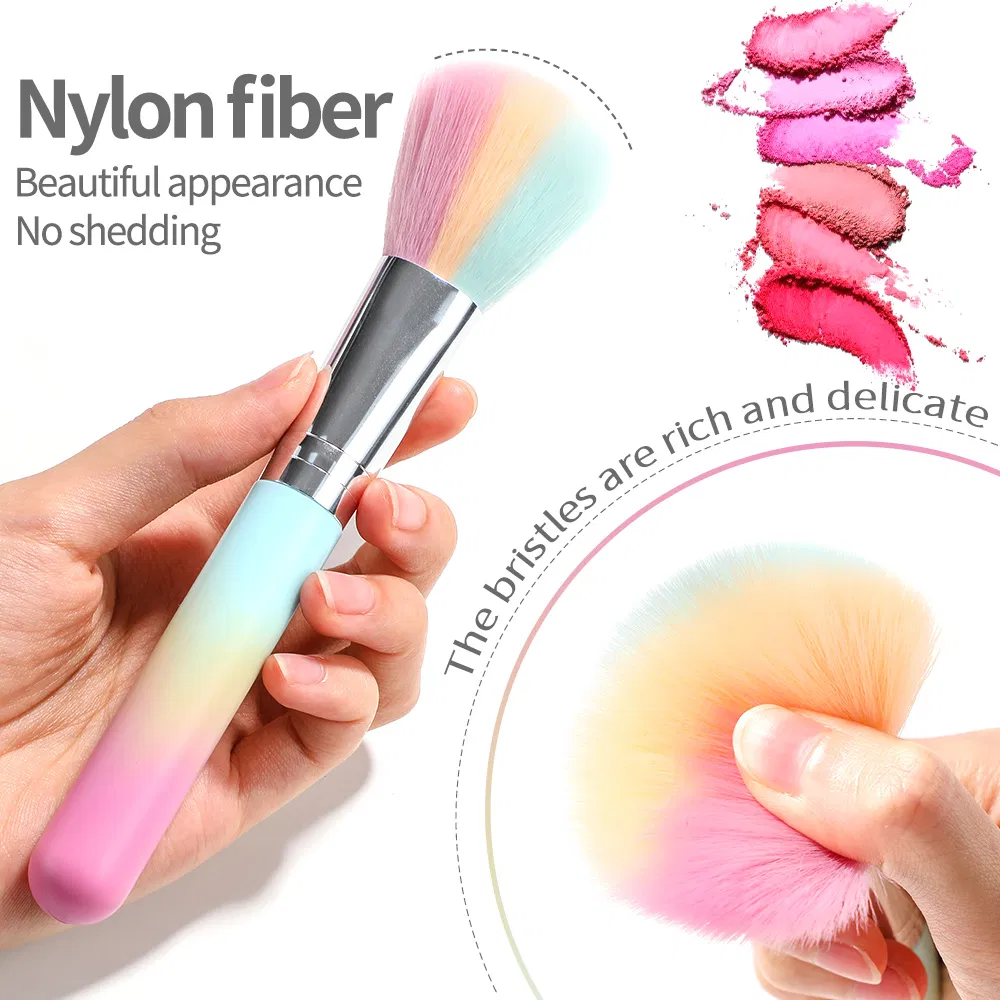 Pincéis de Maquiagem Coloridos Marca Privada 10PCS Pincéis de Maquiagem Cosméticos Personalizados Arco-Íris com Suporte