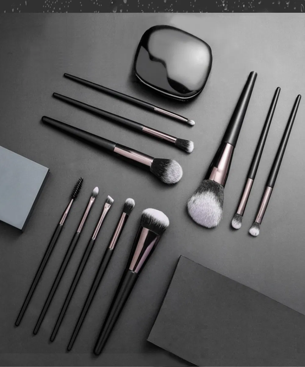 Wholesale Custom 11PCS Black Luxury Density Professional Portable Makeup Brush Set