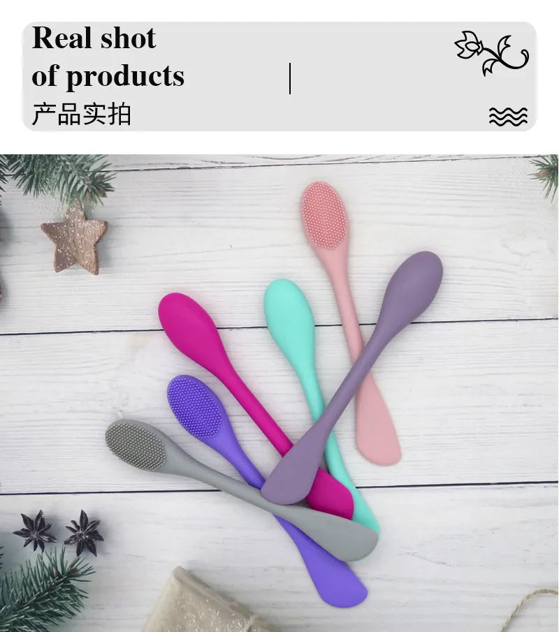 Aplicador de Máscara Facial de Silicone com Dupla Face e Escova de Limpeza para Maquiagem