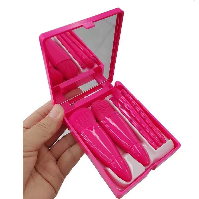 Conjunto Completo de Viagem Portátil com Espelho Pó de Sombra para Olhos Blush Ferramentas de Maquiagem Corretivo 5 Pincéis de Maquiagem