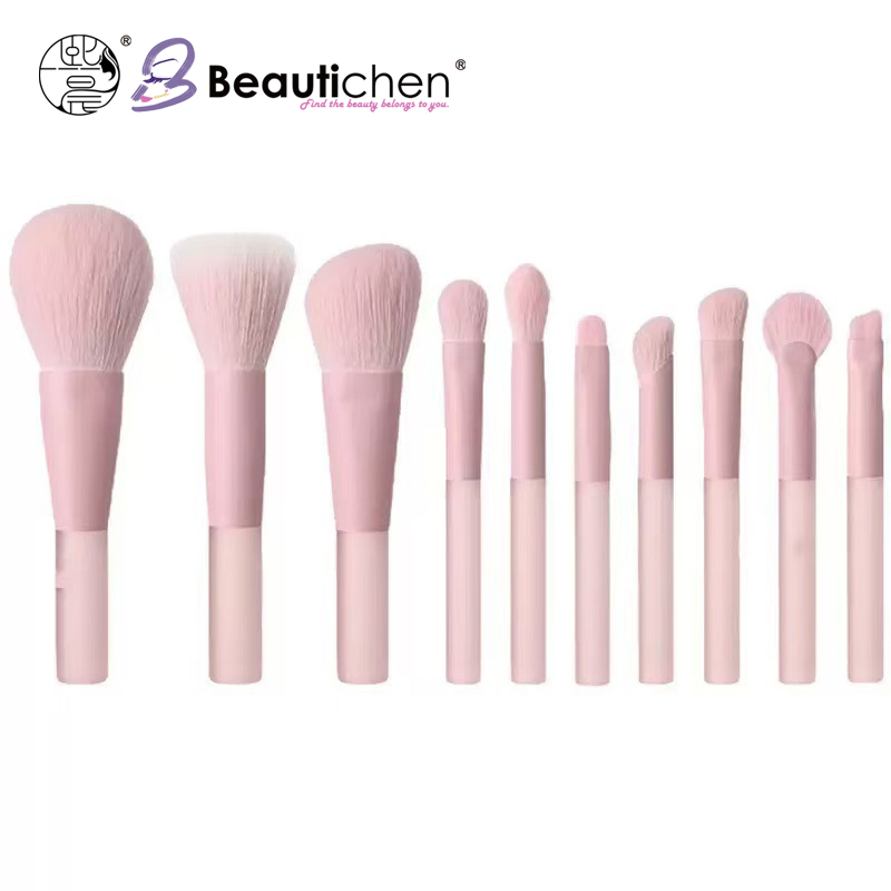 Conjunto de Pincéis de Maquiagem Beautichen 10PCS – Pincéis Cosméticos de Cerdas Sintéticas Macias para Base, Mistura, Sombra, Contorno e Maquiagem Facial