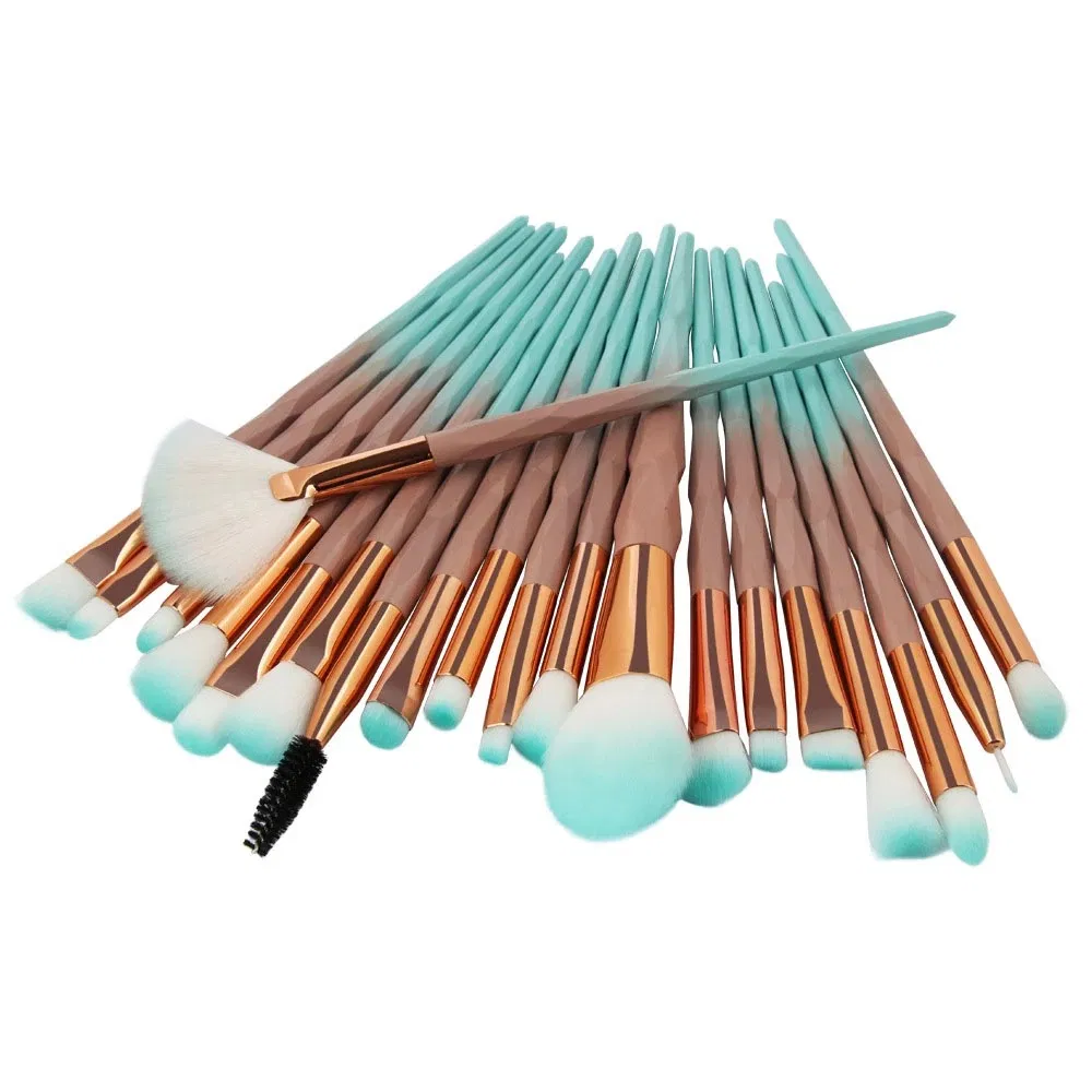 20 Conjunto de Pincéis de Maquiagem PCS Cabo Transparente em Diamante Pincel de Sombra para Olhos Multiuso Pincel de Maquiagem para o Rosto